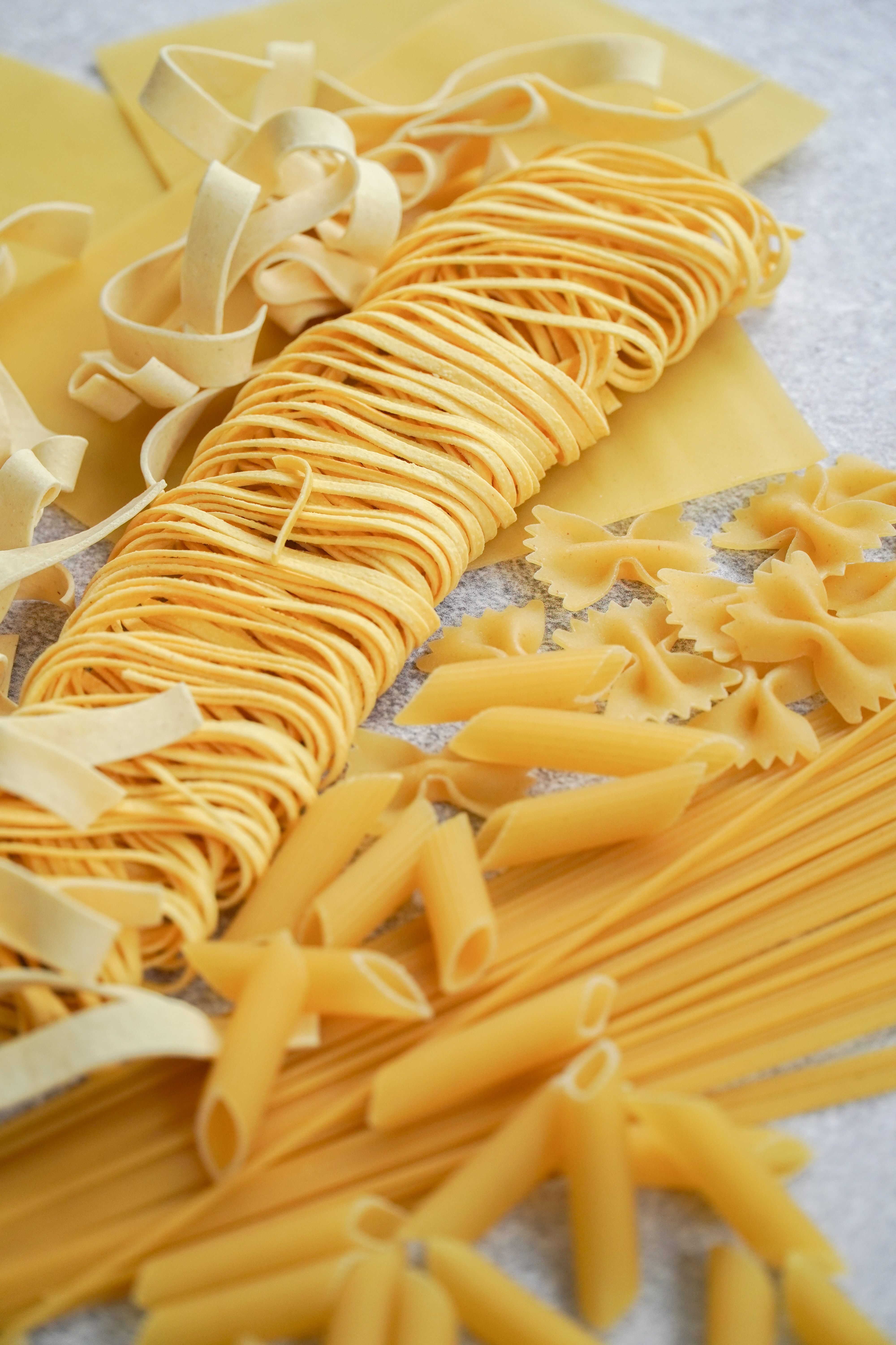 Variety of pasta shapes